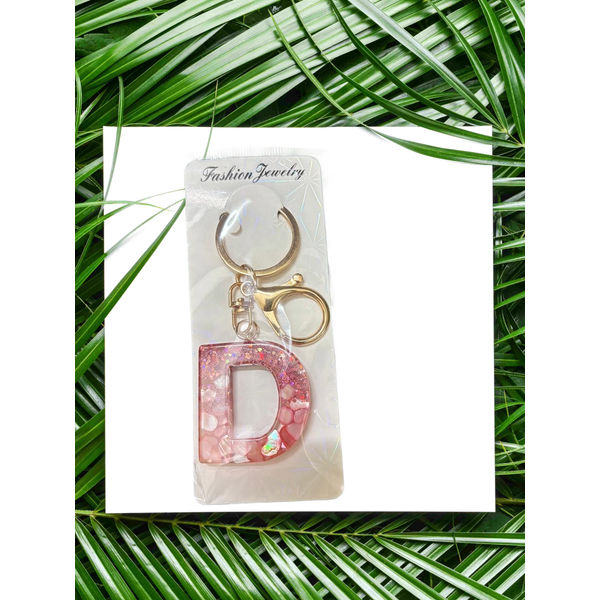 Letter D Resin Glitter Keychain - Gifting Purpose